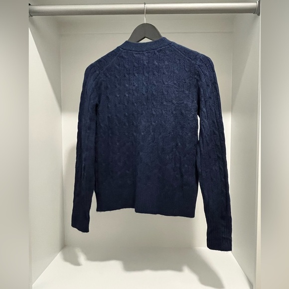 J. Crew Cable-knit cardigan sweater extra-soft yarn in antique navy NEW - Picture 6 of 9